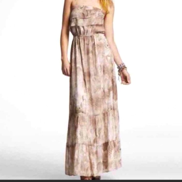 Express Snake Print Chiffon Ruffle Maxi Dress Size Small - Picture 1 of 3